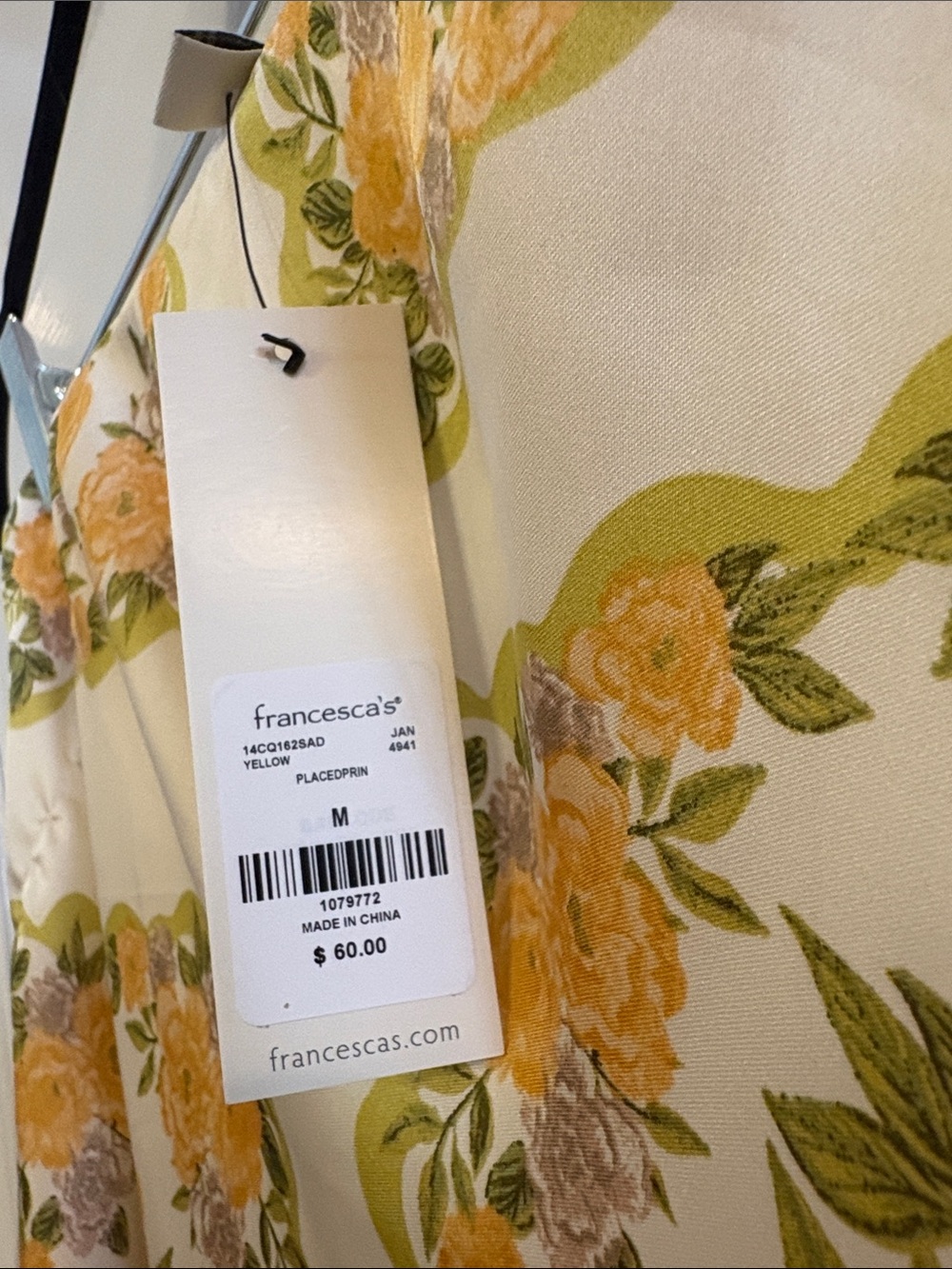 Cottagecore Cream with Yellow & Olive Green Floral Print Maxi Skirt - Picture 3 of 3